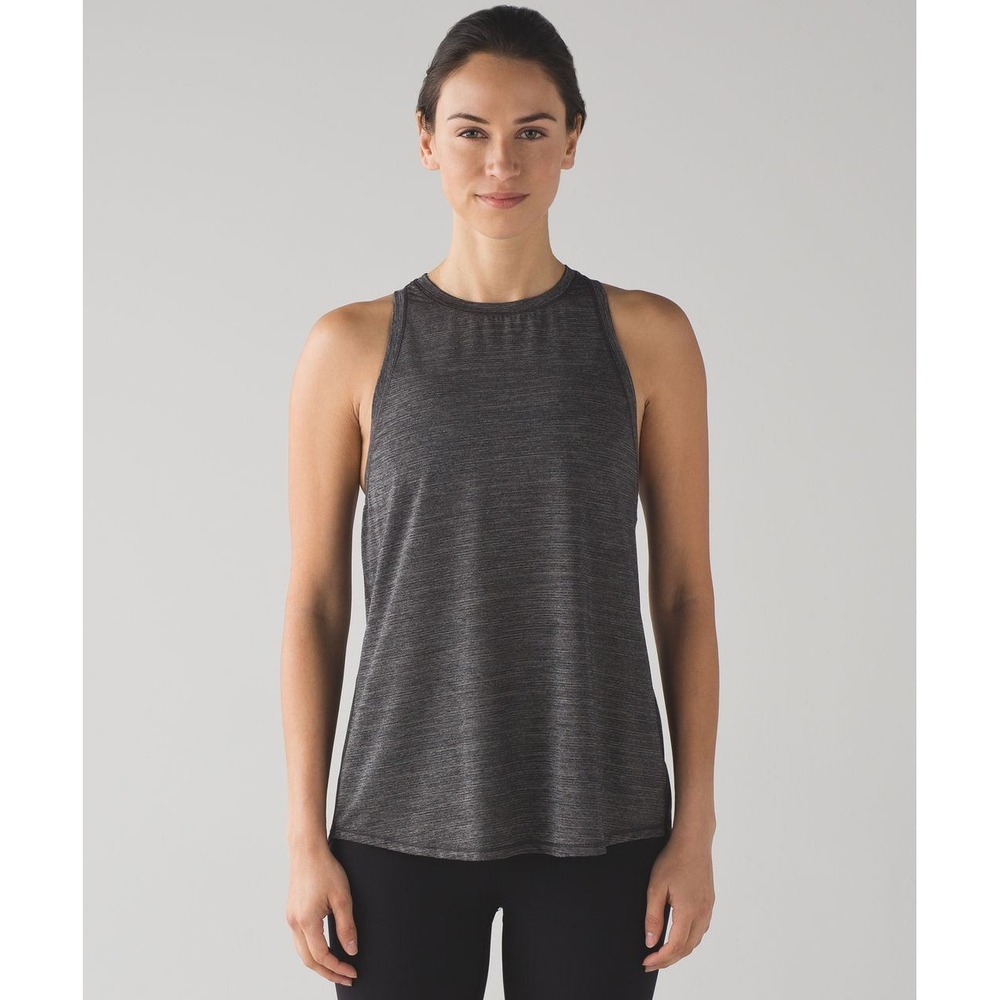 Lululemon Hot Like Agni Singlet High Neck‎ Tank Top Gray Heathered Racerback 6